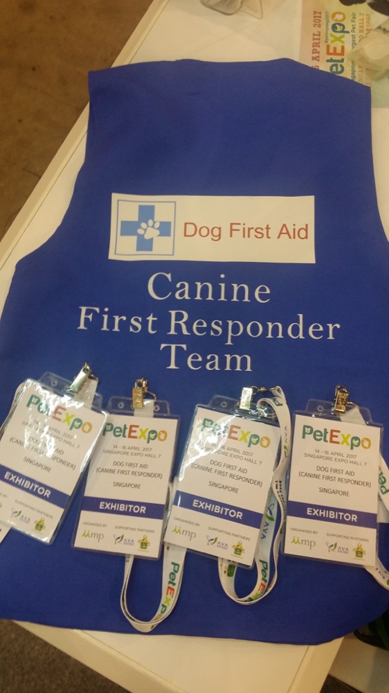 Dog First Aid’s Canine First Responder team at Pet Expo Singapore, April 2017