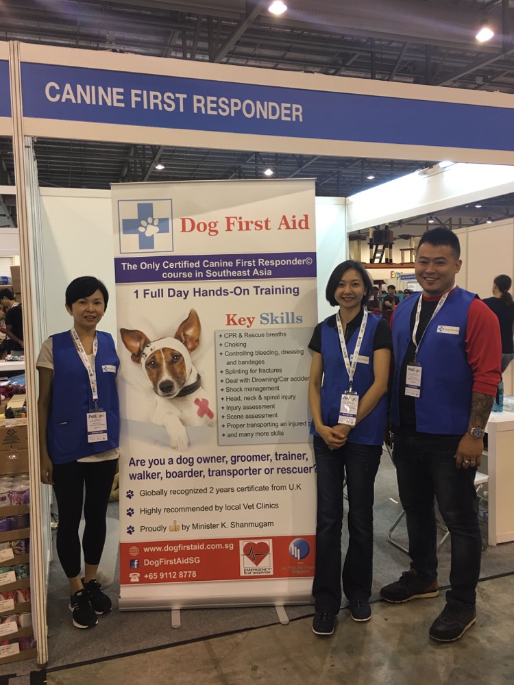 Dog First Aid’s Canine First Responder team at Pet Expo Singapore, April 2017